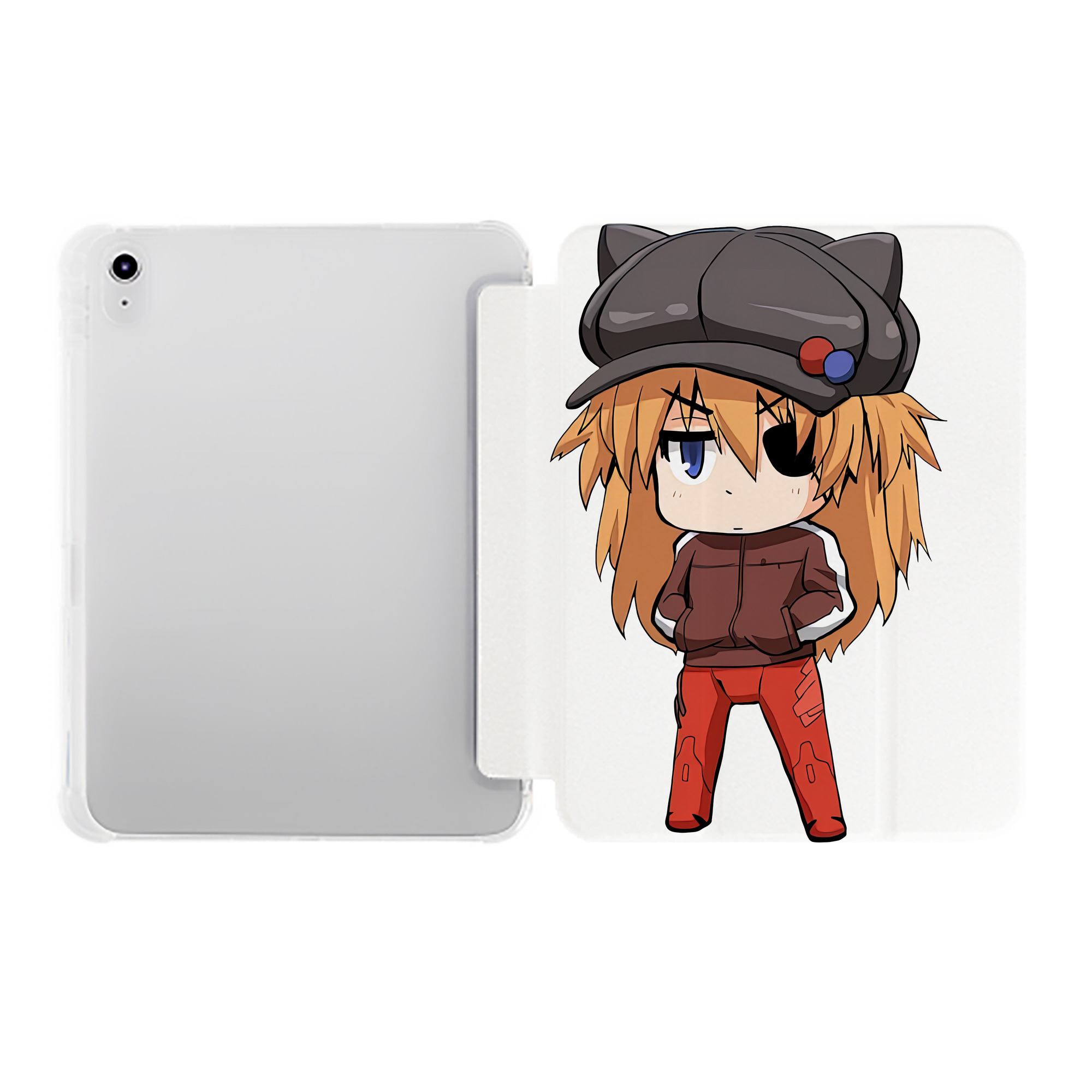 （画像用） EVA 新世紀エヴァンゲリオン IPad ケース ペン収納付き 三つ折りスタンド PUレザー×シリコン 対応機種9.5/10.5/10.9インチ